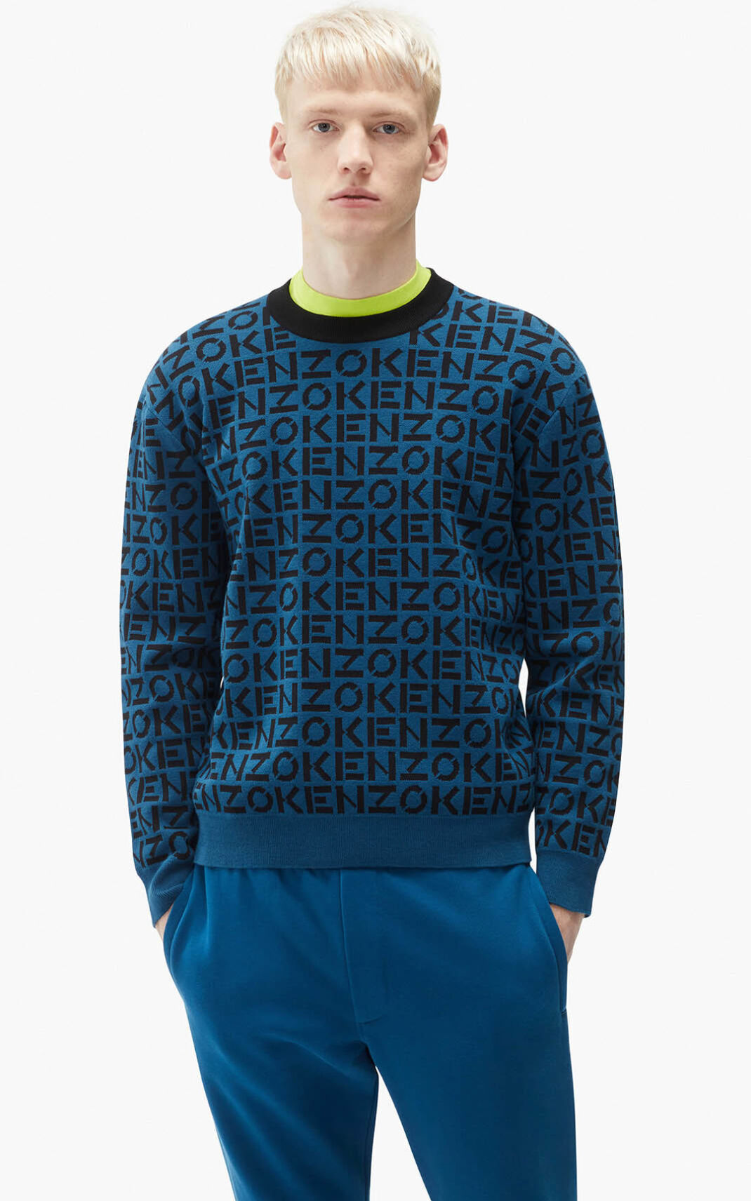 Kenzo Sport monogram πουλόβερ ανδρικα βαθυ μπλε | GR464583